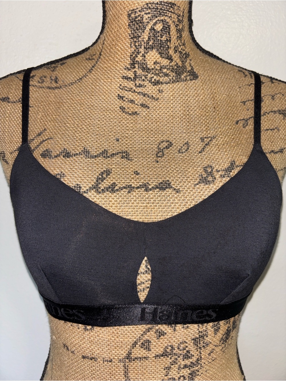 Hanes Black Bralette with Decorative Trim